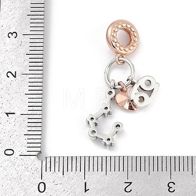 Brass Pendants with Cubic Zirconia European Beads KK-Q015-01F-1