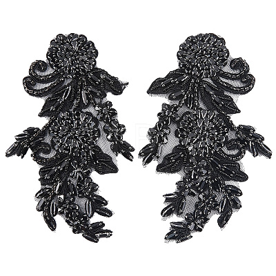 1Pair Flower Beading Cloth Embroidery Ornaments Accessories DIY-FG0010-47B-1