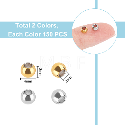 Unicraftale 300Pcs 2 Colors 201 Stainless Steel Beads STAS-UN0048-86-1