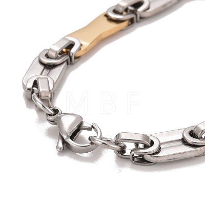 Vacuum Plating 304 Stainless Steel Bar Link Chains Bracelet STAS-E160-01GP-1