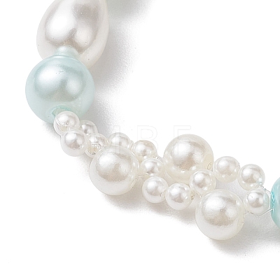 Glass Shell Pearl & ABS Plastic Imitation Pearl Beaded Bracelets for Women BJEW-JB10597-1