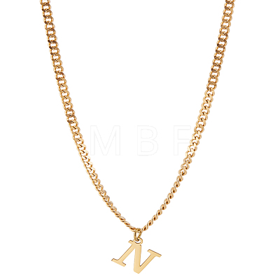 1Pc 304 Stainless Steel Letter Pendant Necklaces NJEW-LP0001-33N-G-1