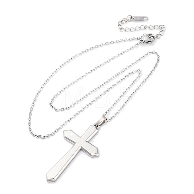 Cross 304 Stainless Steel Pendant Necklaces NJEW-H059-09P-1