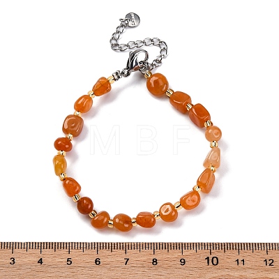 Natural Red Aventurine Beaded Bracelets for Women G-P563-07P-07-1