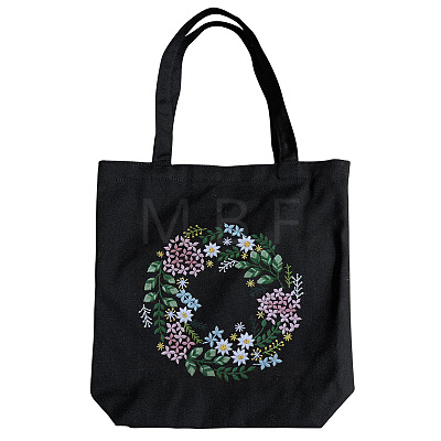 DIY Flower Wreath Pattern Tote Bag Embroidery Kit PW22121376717-1