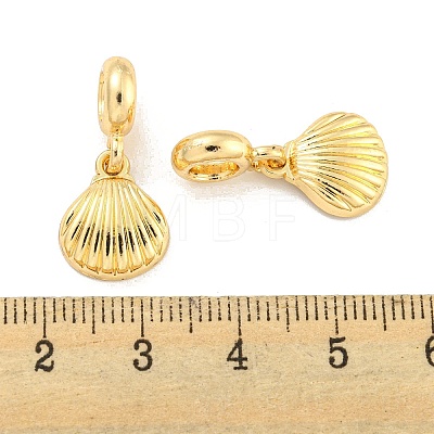 Rack Plating Alloy Shell Shape European Dangle Charms FIND-B034-43G-1