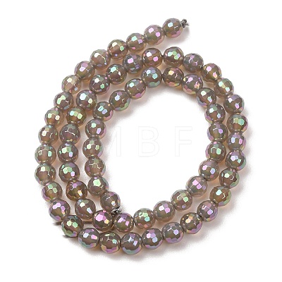 Electroplated Natural Agate Beads Strands G-B191-A07-6mm-03-1