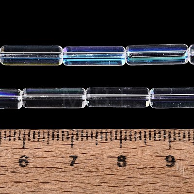 Electroplate Transparent Glass Beads Strands EGLA-Q132-02A-E01-1