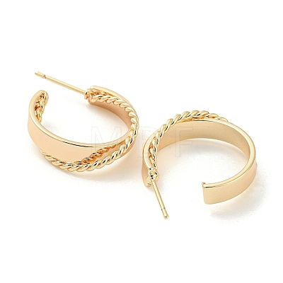 Brass Ring Stud Earrings EJEW-K264-08G-1
