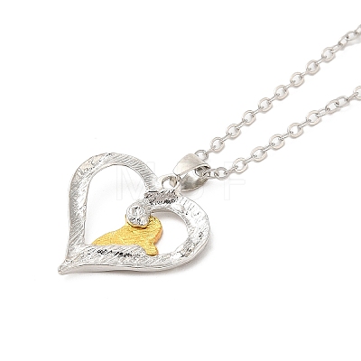 Heart with Word Best Wishes Zinc Alloy Pendant Necklaces for Christmas NJEW-M203-02A-GP-1