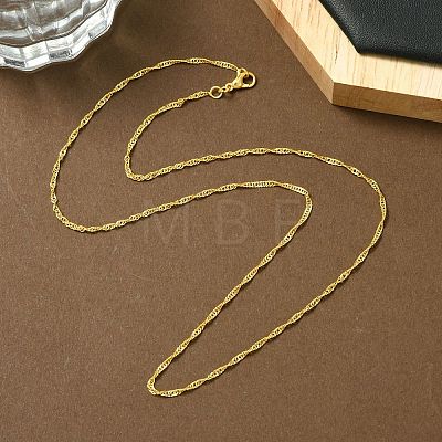 1.5mm Rack Plating Brass Singapore Chain Necklaces for Women Men MAK-L044-22G-1