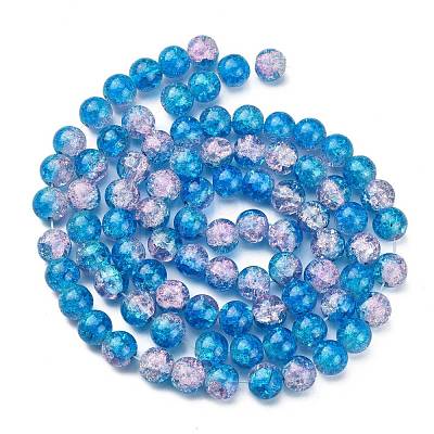 1Strand Two Tone Transparent Crackle Glass Round Beads Strands X-CCG-Q001-10mm-19-1