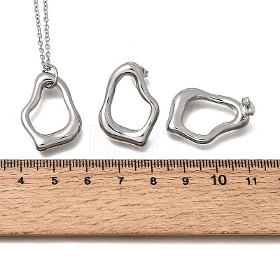 Irregular 304 Stainless Steel Pendant Necklace & Stud Earrings Sets for Women SJEW-E052-01P-1