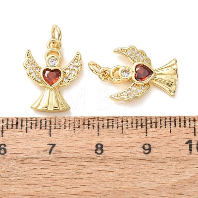Brass Micro Pave Orange Red Cubic Zirconia Pendants CU-E003-13G-A-1