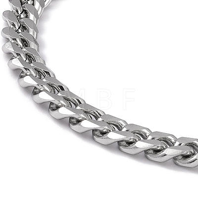 201 Stainless Steel Curb Chain Bracelet with 304 Stainless Steel Clasps for Men Women BJEW-M235-02A-P-1