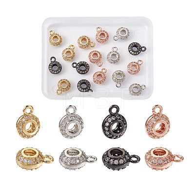 Yilisi 16Pcs 4 Colors Brass Micro Pave Clear Cubic Zirconia Charms FIND-YS0001-03-1