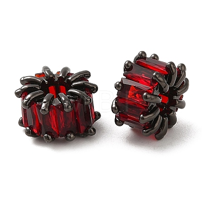 Rack Plating Black Brass Micro Pave Cubic Zirconia Beads KK-Q795-02C-B-1