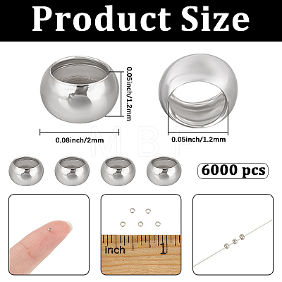 6000Pcs Brass Crimp Beads KK-PA0001-14S-1