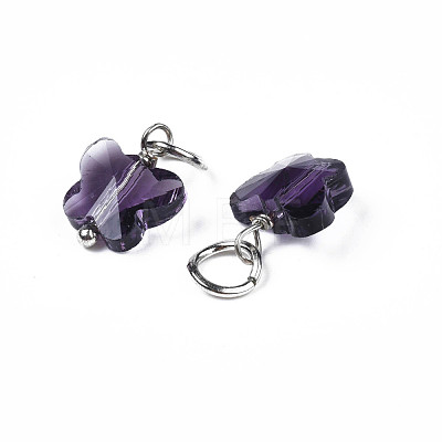 Faceted Transparent Glass Charms GLAA-T024-06A-1