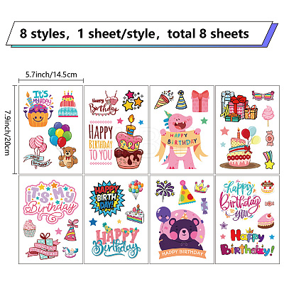 8 Sheets 8 Styles PVC Waterproof Wall Stickers DIY-WH0345-205-1