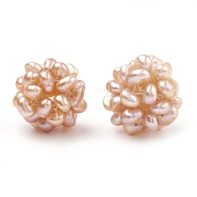 Handmade Natural Pearl Woven Beads WOVE-S116-01B-1