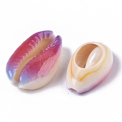 Printed Natural Cowrie Shell Beads X-SSHEL-R047-01-A03-1