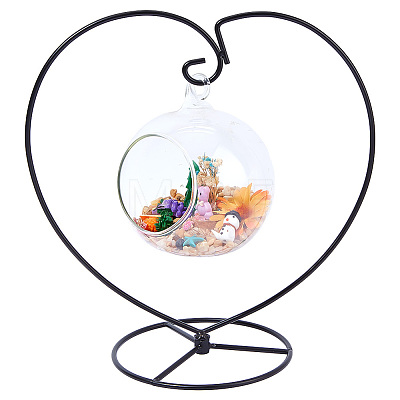 Heart Iron Wire Ornament Display Stand AJEW-WH0419-42-1