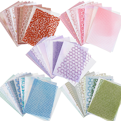 AHADERMAKER 5 Sets 5 Colors Rectangle Scrapbook Paper & Polyester Pads DIY-GA0006-37-1