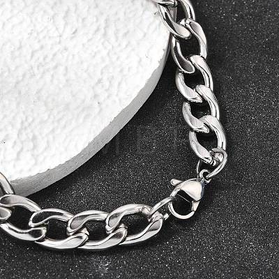 201 Stainless Steel Curb Chain Bracelets for Men STAS-T077-22B-01P-1