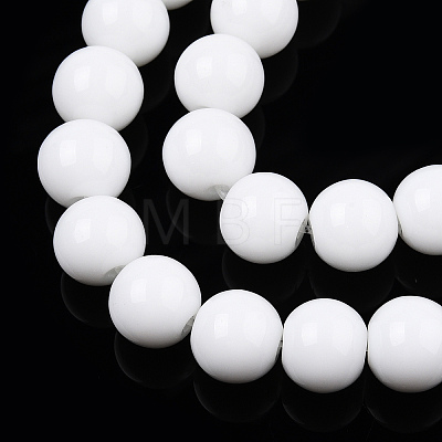 Opaque Solid Color Glass Beads Strands GLAA-T032-P8mm-02-1