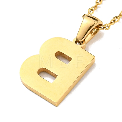 Ion Plating(IP) Initial Letter 304 Stainless Steel Pendant Necklaces NJEW-M199-01G-B-1