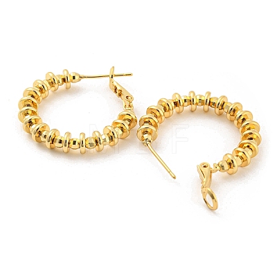 Rack Plating Brass Disc Beaded Hoop Earrings EJEW-K263-25G-1