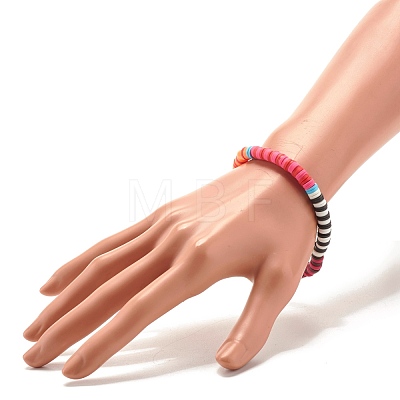 Handmade Polymer Clay Heishi Beaded Stretch Bracelet BJEW-JB07605-1