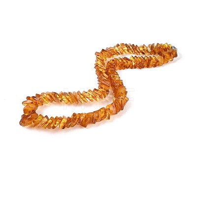Natural Amber Square Graduated Beaded Necklaces NJEW-T019-03-1