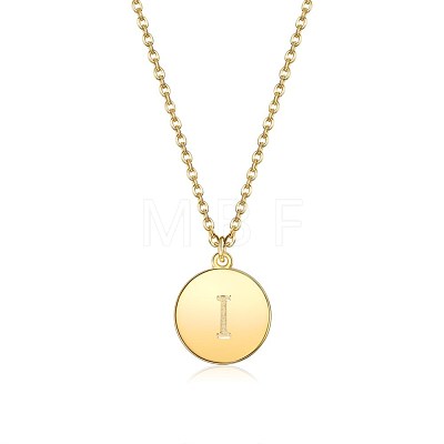 Brass Initial Pendant Necklace NJEW-BB35341-I-1