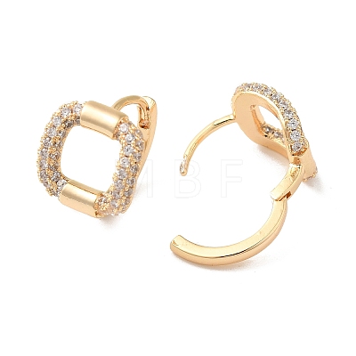 Square Cubic Zirconia Hoop Earrings EJEW-P292-09G-1