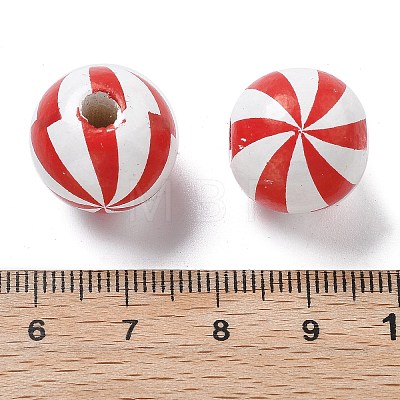 Printed Schima Wood European Beads WOOD-G023-15B-1