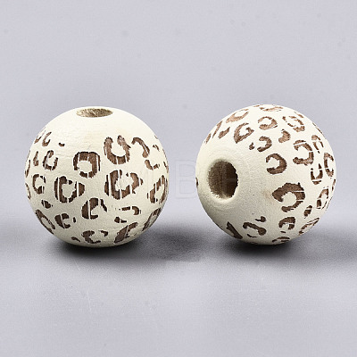 Painted Natural Wood Beads WOOD-T021-53B-12-1