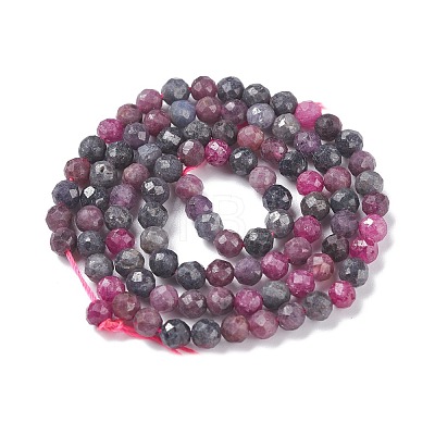 Natural Red Corundum/Ruby and Sapphire Beads Strands G-R460-4mm-013-1