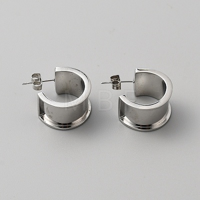 Stainless Steel Round Stud Earring Finding STAS-WH0016-55P-1