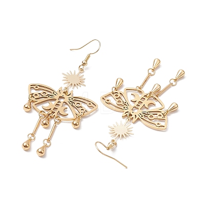201 Stainless Steel Butterfly Pendants Dangle Earrings EJEW-TA00450-1