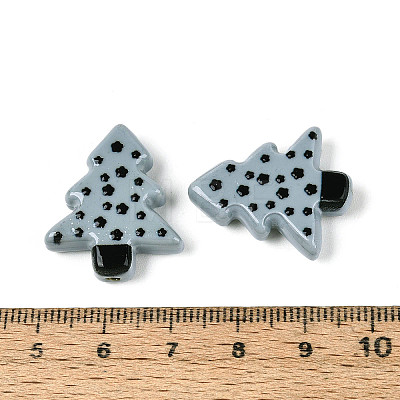 Christmas Printed Opaque Resin Beads RESI-N043-27C-1