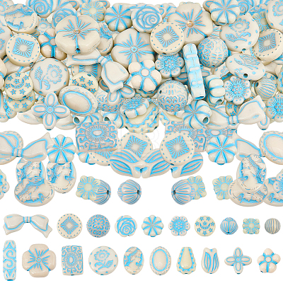 120Pcs 20 Styles Opaque Acrylic Enamel Beads OACR-SC0003-10-1