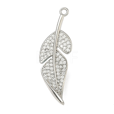 Leaf Brass Micro Pave Cubic Zirconia Enhancer Shortener Bails KK-F934-07B-P-1
