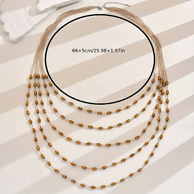 Bohemian Style Plastic Long Bicone Beads Multi Layered Necklaces for Women's Daily Parties DF6907-3-1