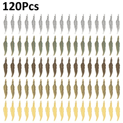 120Pcs 6 Colors Tibetan Style Alloy Pendants FIND-YW0006-89-1
