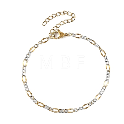 2Pcs 2 Colors 304 Stainless Steel Figaro Chains Bracelet Sets BJEW-JB14356-03-1
