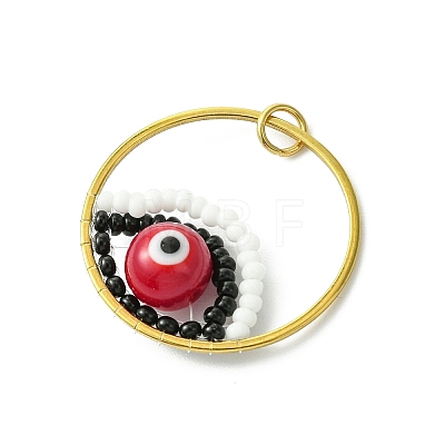 Glass Seed Beaded Evil Eye Pendants PALLOY-MZ00532-02-1