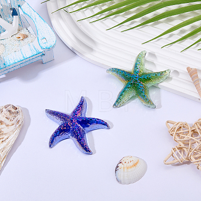 2Pcs 2 Colors Electroplated Starfish Glass Display Decorations DJEW-FH0001-59-1