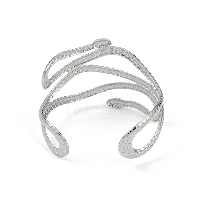 Snake Alloy Cuff Torque Bangles for Women BJEW-K260-01P-1